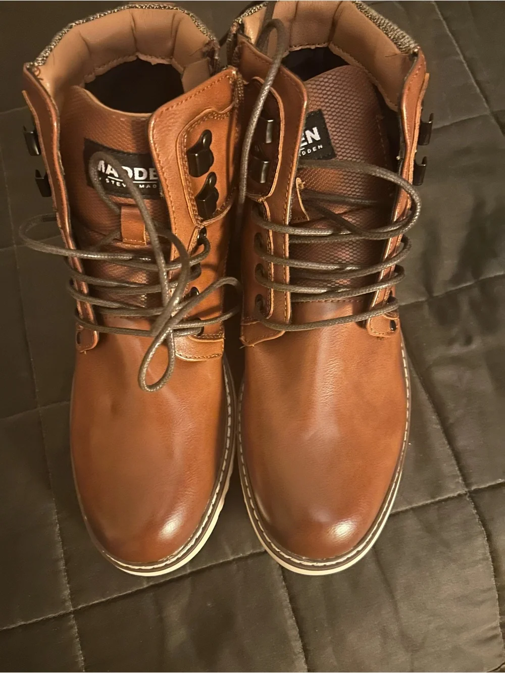Steve Madden Men’s Tan Brown Leather Lace-Up Chukka Boots